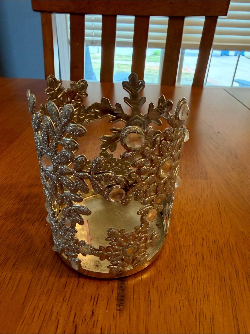 Bath & Body silver sparkle glitter snowflake candle holder  1 wick 6 oz Candles